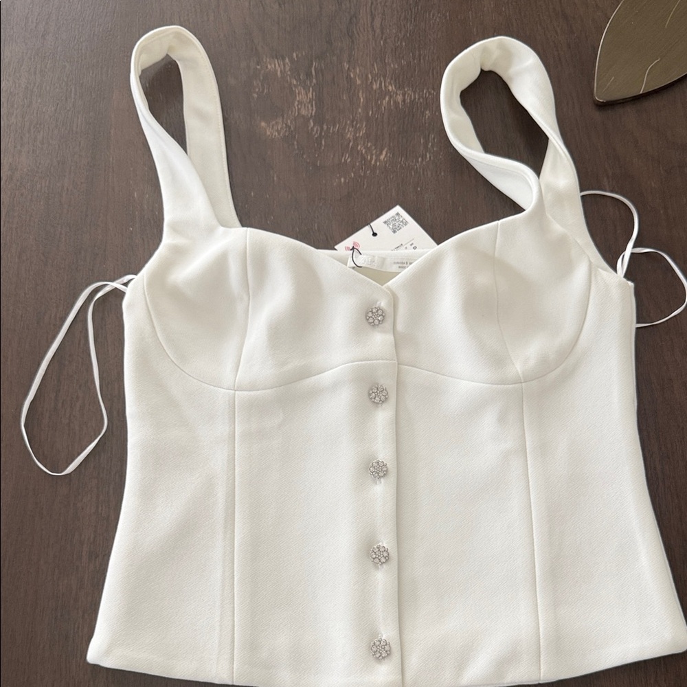 Zara White Buttoned Women's Blouse